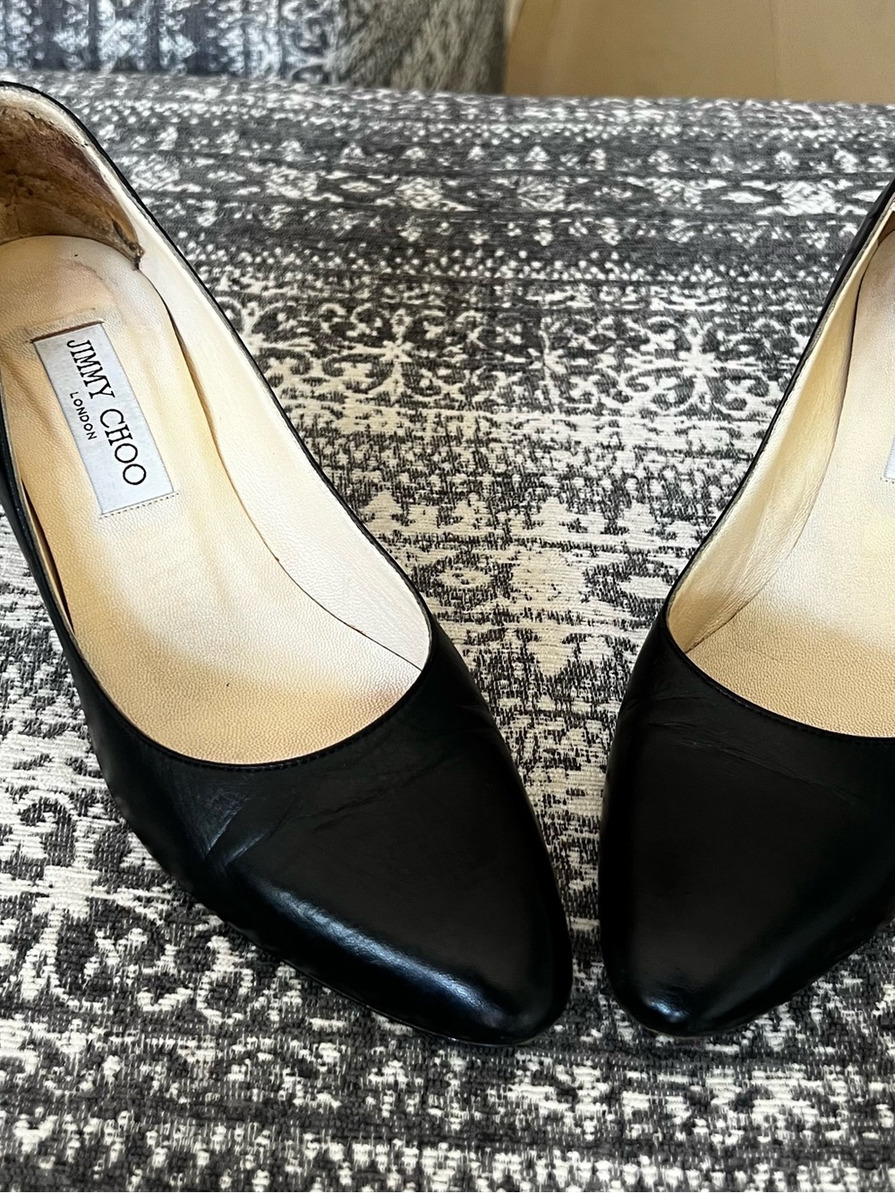 Jimmy Choo Black Leather Pointed-Toe Pumps — Classic Evening Pumps